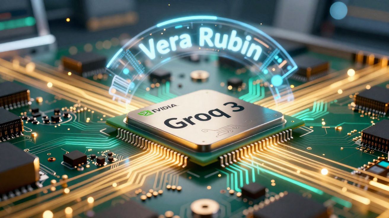 Processador Nvidia Grog 3 em placa-mãe com efeitos holográficos e iluminação LED.